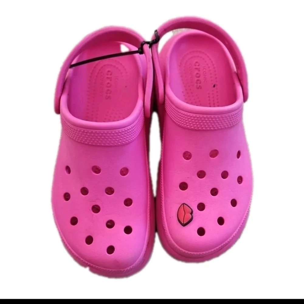 Crocs Classic Womens Pink Crush Platform Comfortable Slip-On Causal Clog 7 - Picture 2 of 13